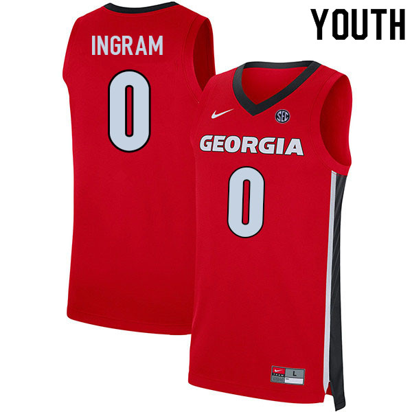 Youth #0 Jailyn Ingram Georgia Bulldogs College Basketball Jerseys Sale-Red